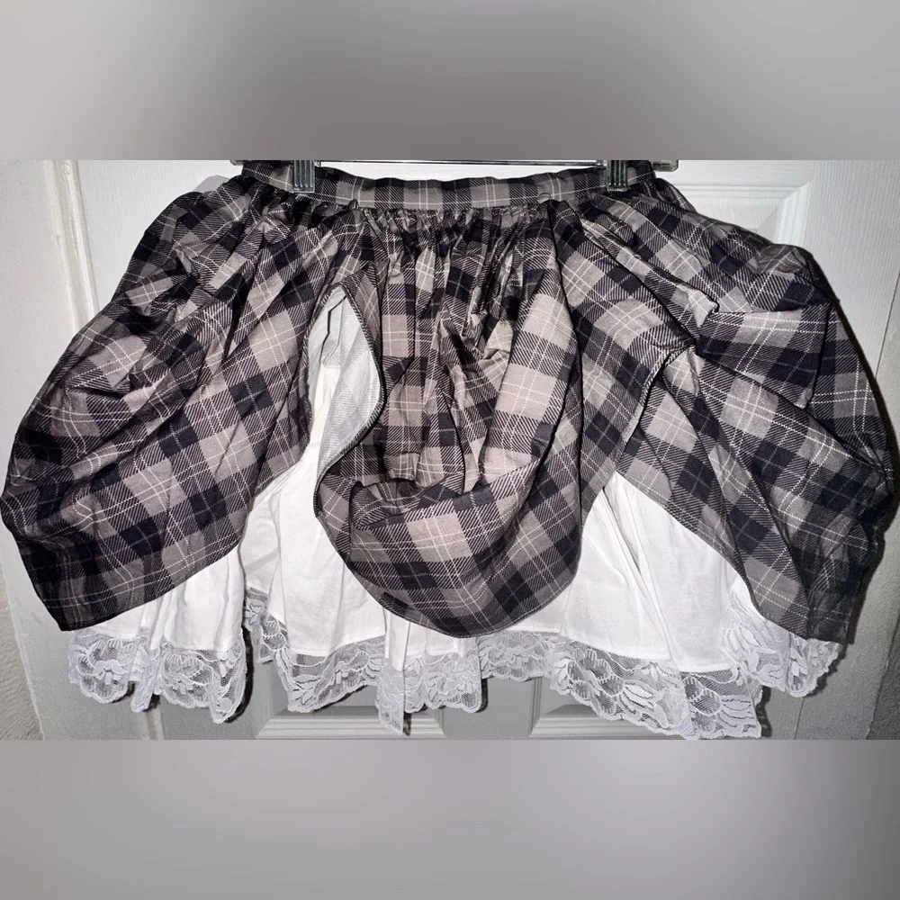 Selkie Cotton Plaid Ruffle Pleated Granger Mini Skirt - Picture 5 of 16